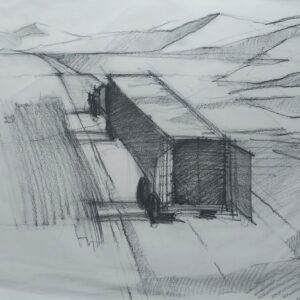 Chapman House study, pencil, 4x6